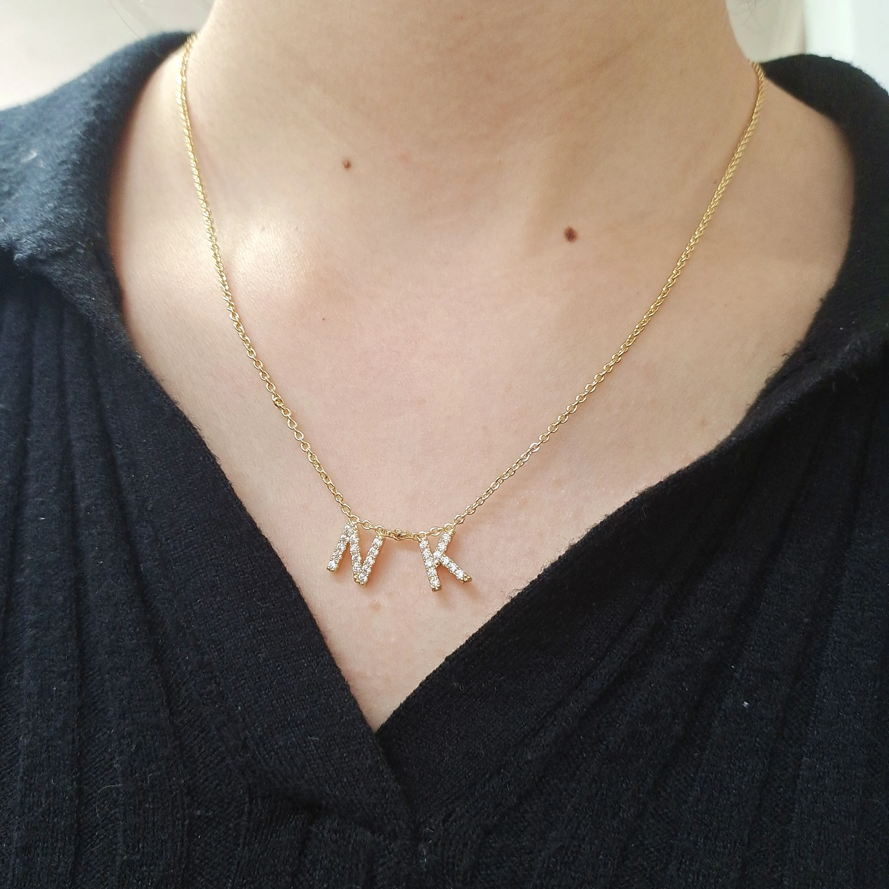 

Custom Diamond Name Necklace Personalized Paving Name Necklace Initial Name Jewelry Zircon Letter Pendant Gift for Her