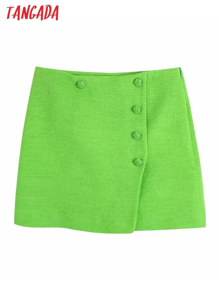 

Женская твидовая мини-юбка на пуговицах, с завышенной талией