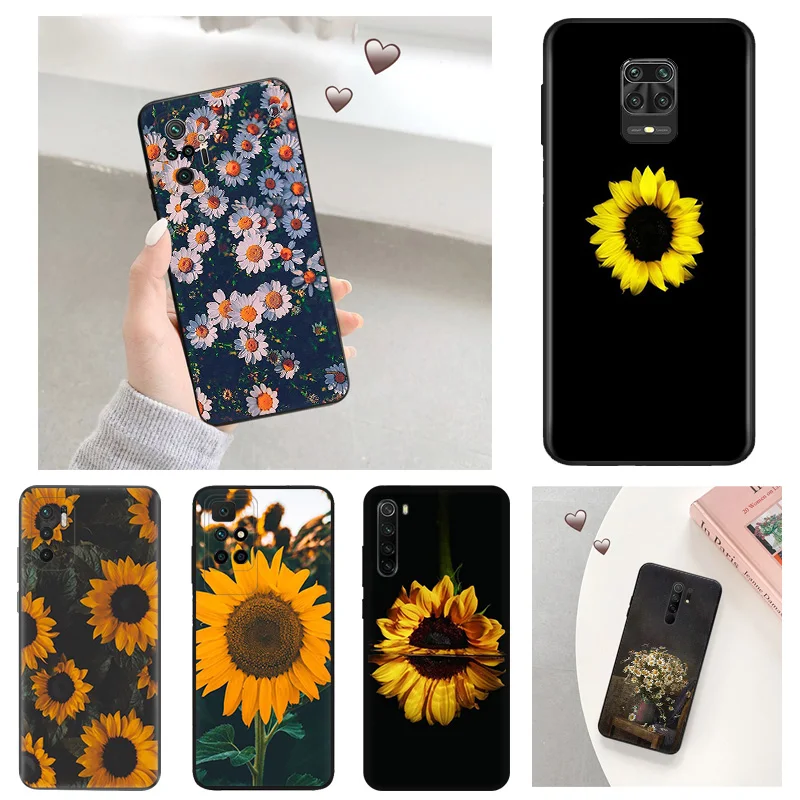 Anti-Drop Phone Case for Redmi A3 13 9 9A 9I 9C 9T 10C 10T Note 10 9s 8 8t 7 Pro 10s Lite Retro Daisy Sunflower Soft Cover
