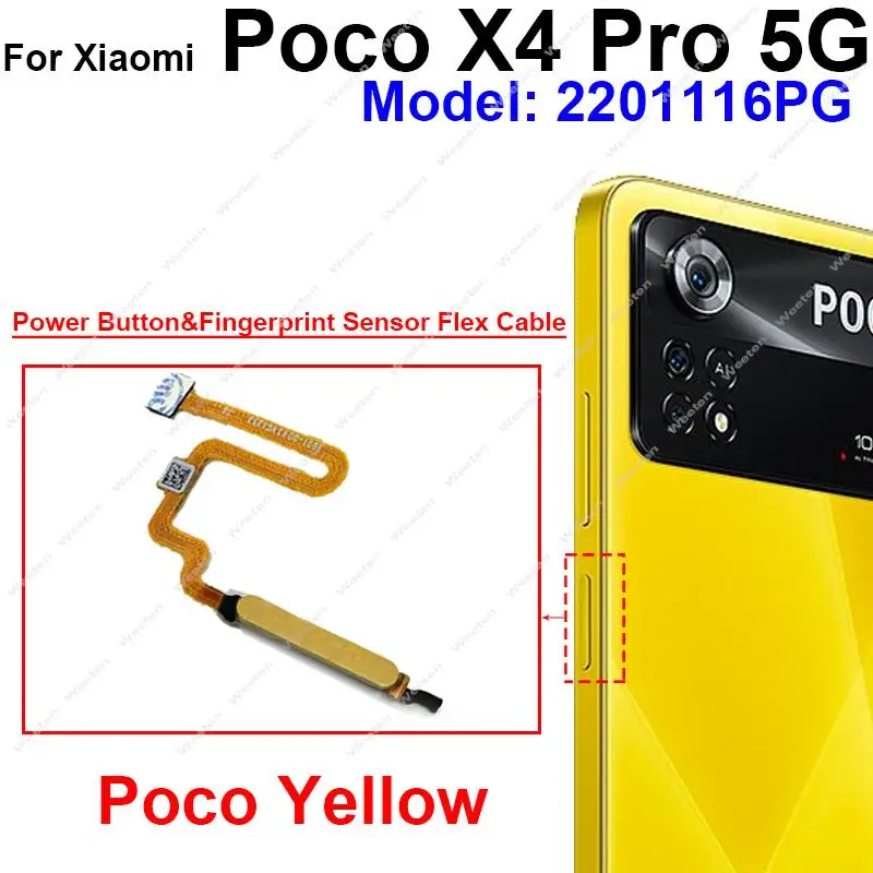 Фото Кнопка питания датчик отпечатков пальцев гибкий кабель для Xiaomi Poco X4 Pro 5G X4 GT Home Меню Кнопка возврата гибкая лента запасные части №4