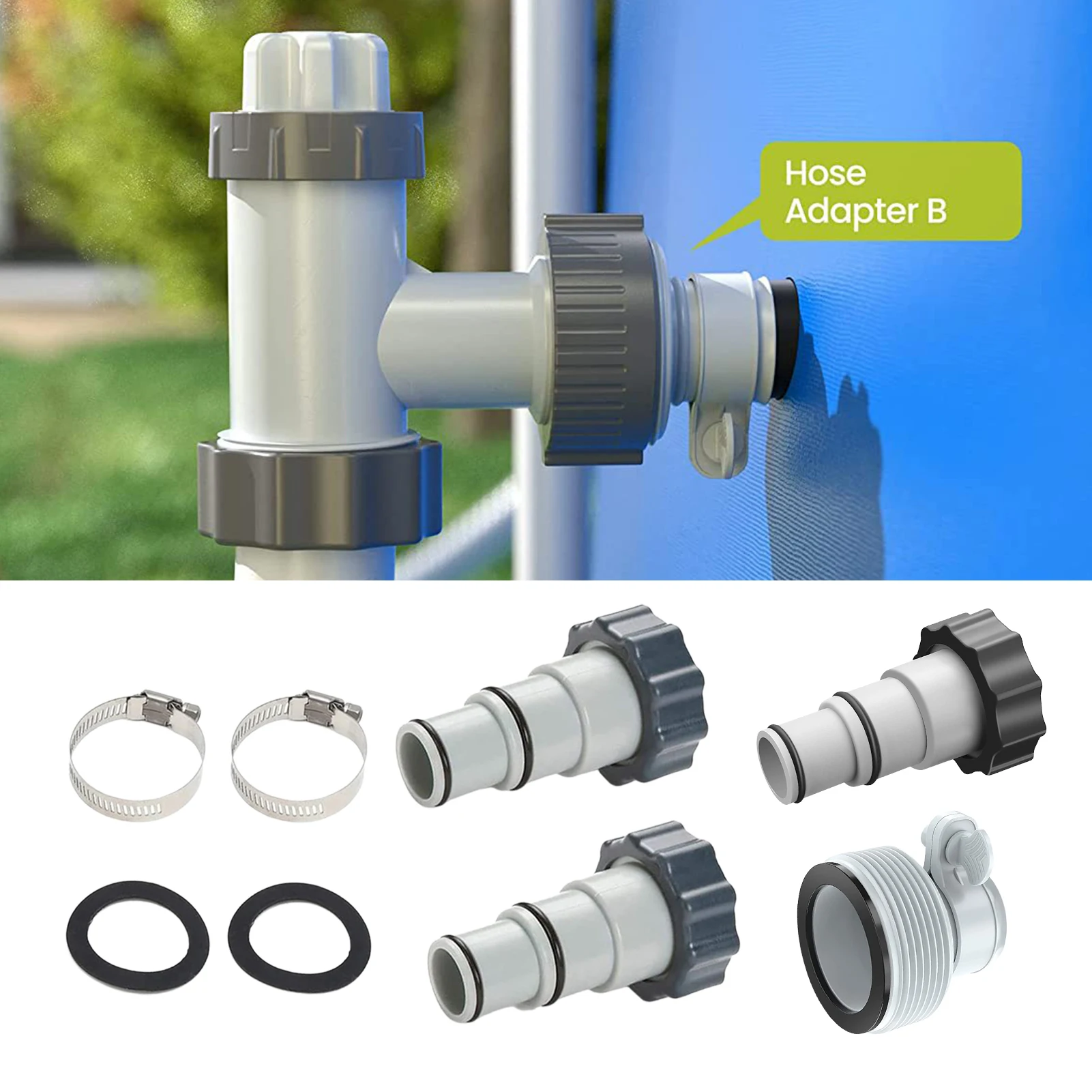 

Replacement Pool Hose Adapter Pool Drain Pump Adapters with Collar Hose Conversion Adapter Pool Replacement Parts for Pool