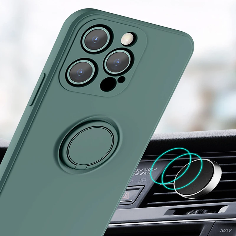 Luxury Magnetic Case For iPhone 14 13 11 12 Pro Max XS XR 8 Plus iPhone14 14Pro ProMax Soft Silicone Full Cover With Ring Holder