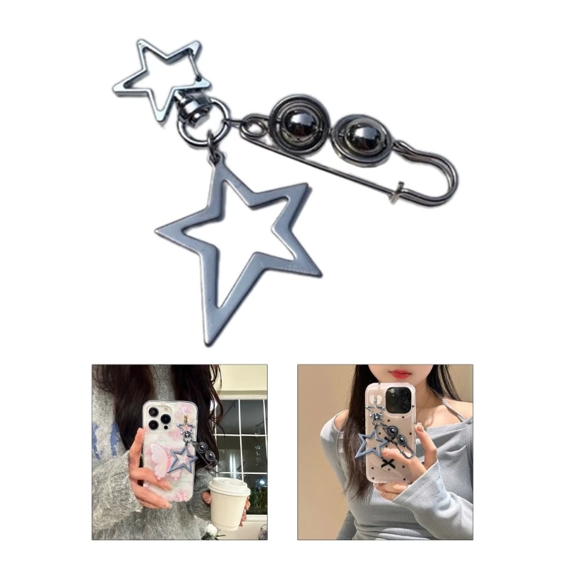 Привлекательная брошь брелок для ключей аксессуар нежный с полой звездой
