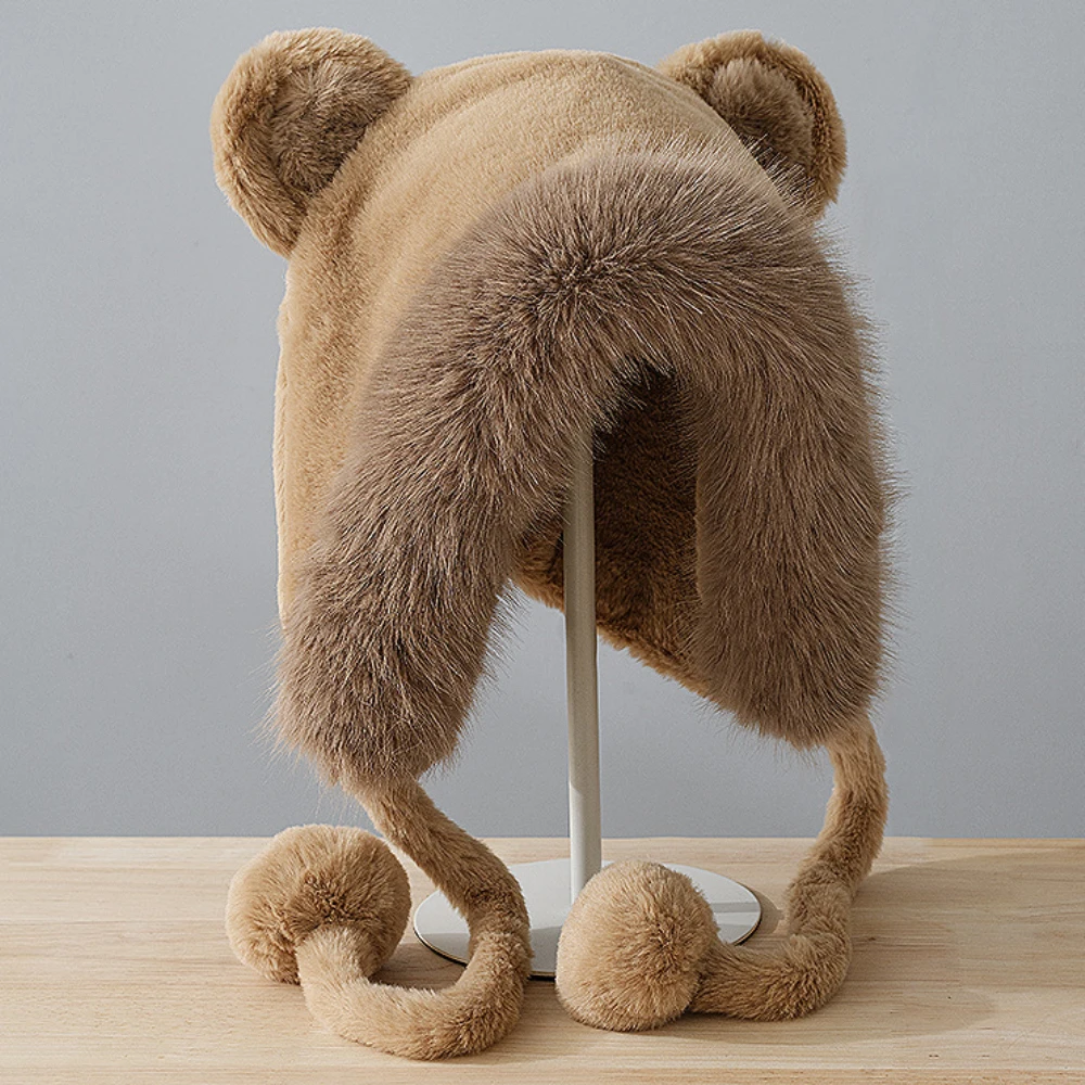 HT4562 Толстая теплая осенне-зимняя шапка женская мягкая флисовая пушистая меховая