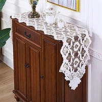 modern simple style hollow table runner table cover white lace embroidered tablecloth cabinet dining table decorative art cloth