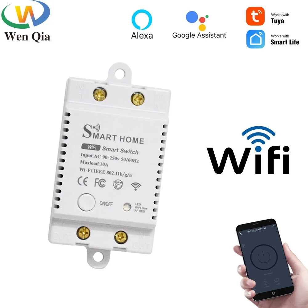 

WiFi Smart Light Switch APP Remote Control Breaker Smart Home 220v 10A Timing Domotica Module for Smart Life/Tuya/Alexa/Google