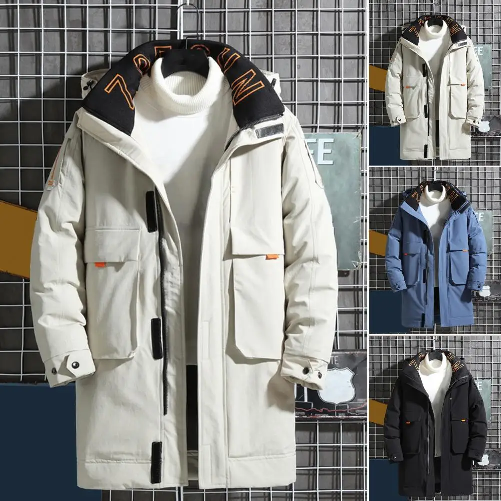 Men 2022 Winter New Plus Long Warm Thick Hood Parkas Jacket Coat Men Autumn Outwear Outfits Classic Windproof Pocket Parka Men