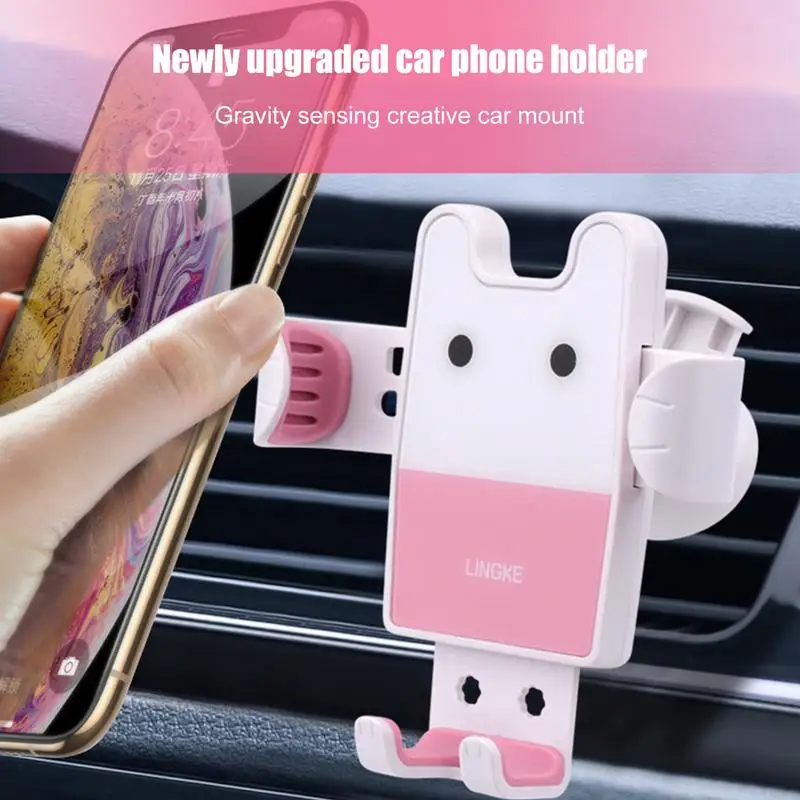 

Cute Cartoon Car Phone Holder Vent Clip Gravity Sensing Metal Smartphone Holder for Air Outlet Hands Free Stand phone holder
