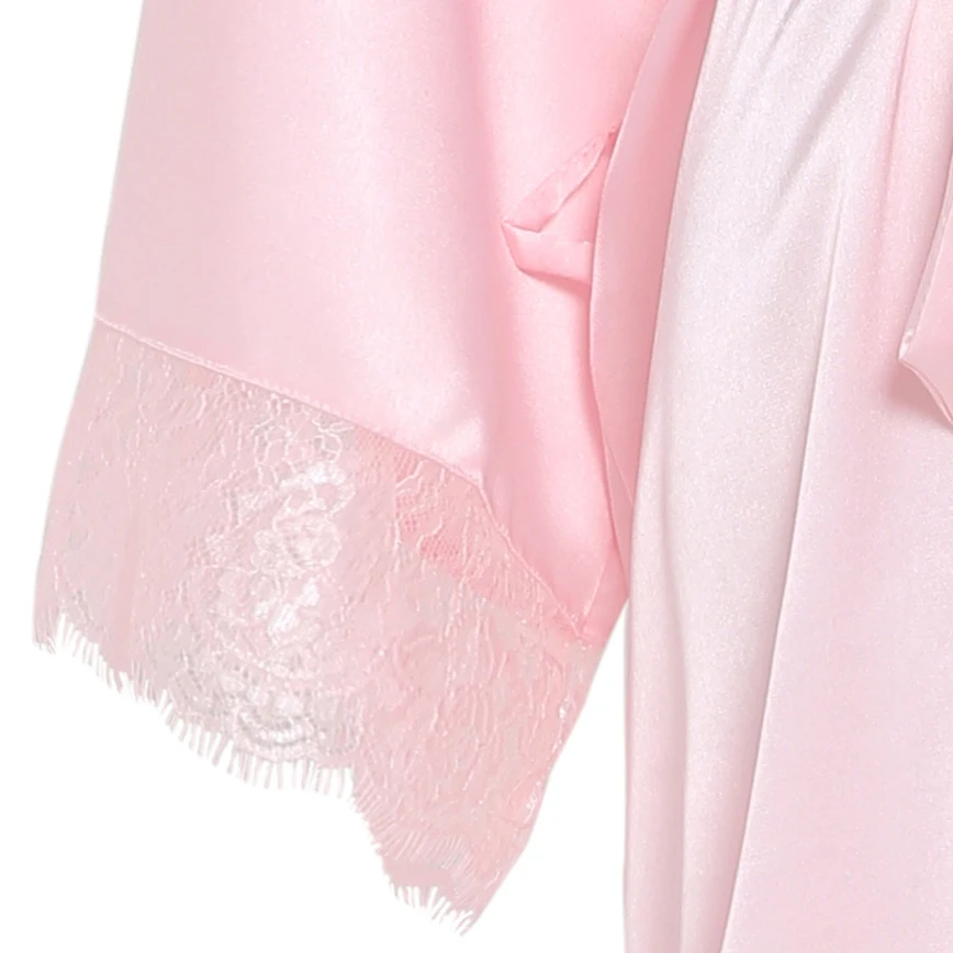 Owiter 2020 Women Long Solid Satin Robe Bridesmaid Robes Lace Robe Bridal Robe Wedding bride Robe Sleepwear Bathrobe Dressing