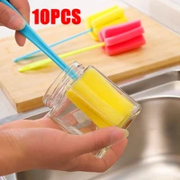 10pcs soft sponge cup brush long handle baby bottle brush water bottle glass cup drink wineglass cup washing cleaning kitchen