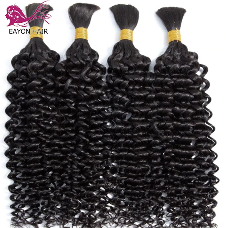 Brazilian Water Wave Bulk Human Hair For Braiding 1/3 Pcs/Lot Tight Curly No Weft Bulk Hair Bundles Full To Bottom Extensions