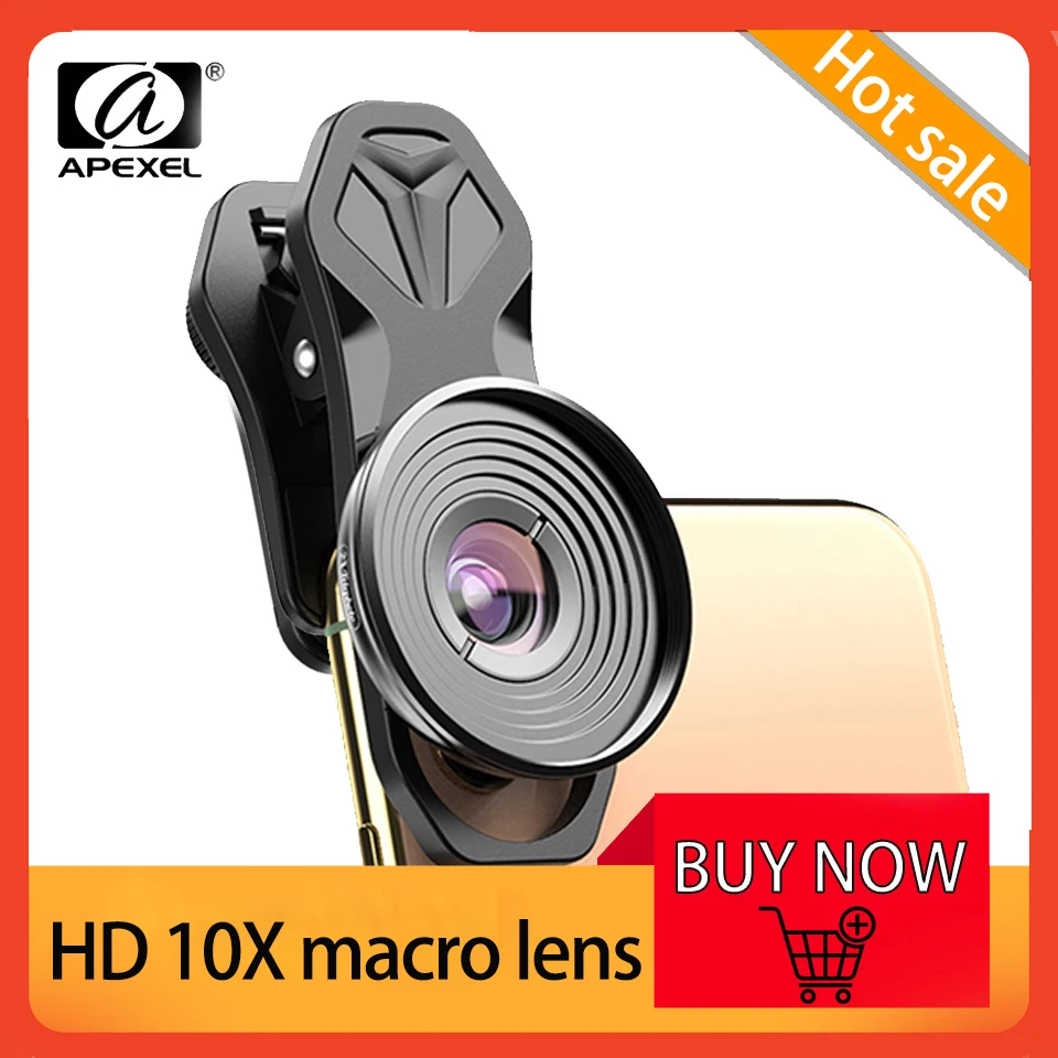 

APEXEL HD 10X Super Macro Lens With Universal Clip For iPhone X Xs Max Samsung S9 S10 Xiaomi All Smartphones