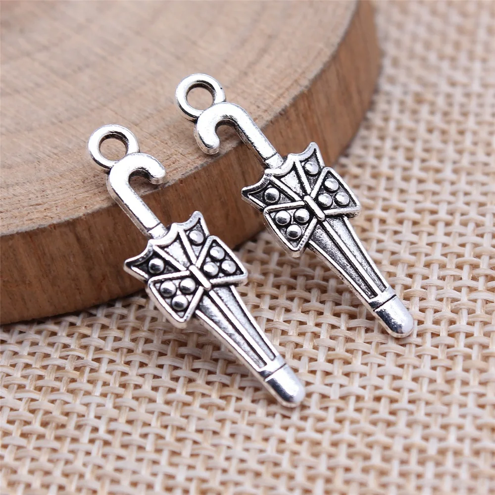 10Pcs 8x27mm Antique Silver Color Umbrella Charms Pendant Designer Charms Fit Jewelry Making DIY Jewelry Accessories Wholesale