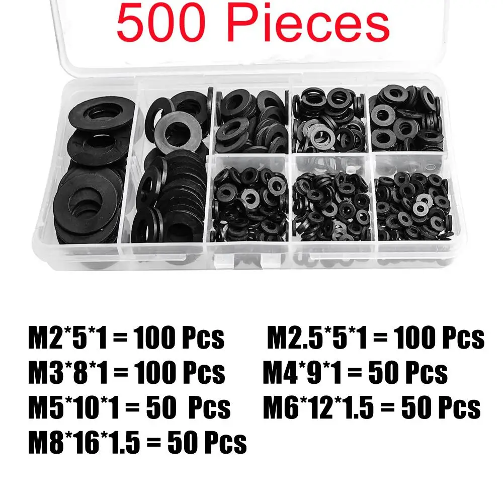

Нейлоновые шайбы PA66 assorted M2-M8 500 шт.