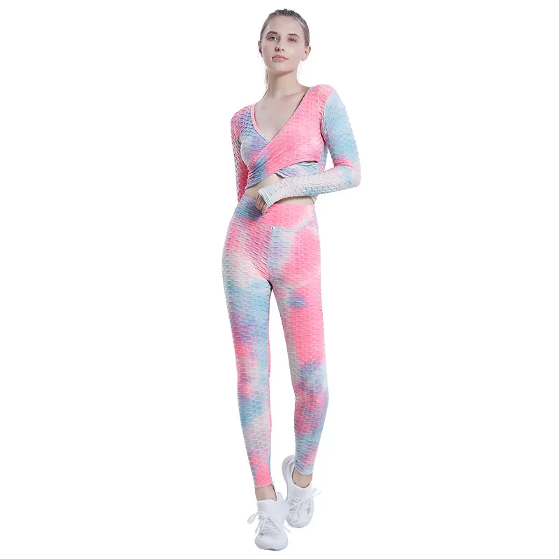 Yoga Sets Fashion Women Suit Tie Dye Gym  for Long Sleeve Womens Tracksuit Gym Sport Yoga Set for Ladies Women's Clothing