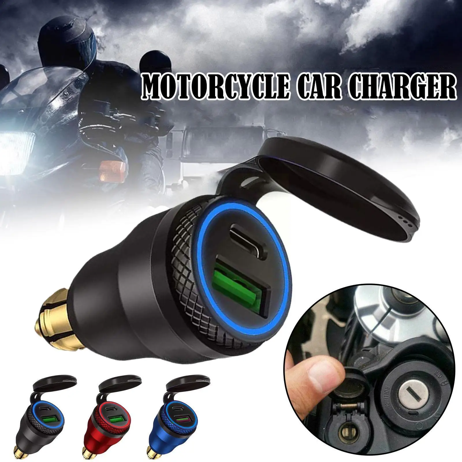 

30W QC3.0 Quick Charge Type-C PD Power Delivery DIN Socket USB Powerlet Plug DIN Charger for BMW Motorcycle Tiger Ducati S0W9