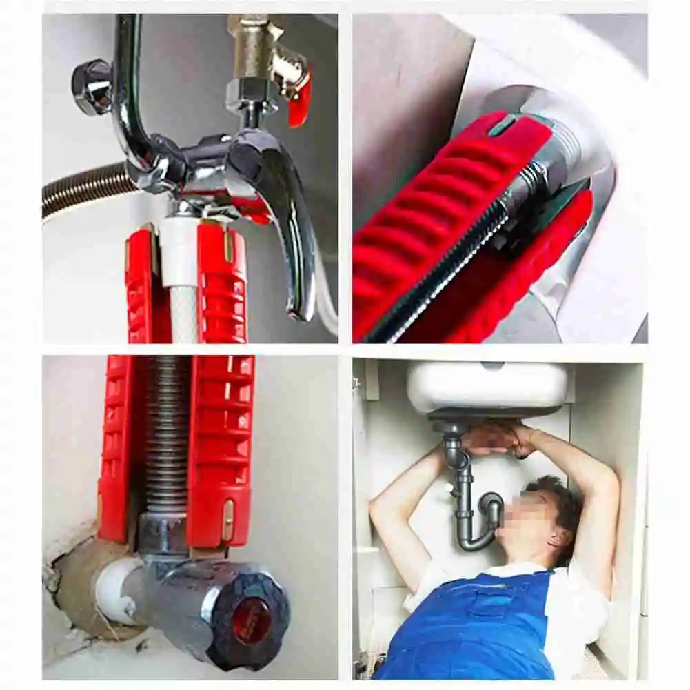 

Multi English Key Gootsteensleutel 8 In 1 Flume Wrench Anti-slip Kitchen Sink Key Repair Wrench Faucet Plumbing Wrench Set
