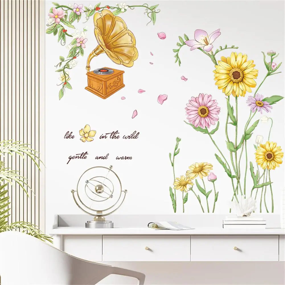 

2 Sheets Wall Stickers Flower Recorder Pattern Wall Decals Wallpaper For Bedroom Living Room Porch Wall Decoration Drop Shipping