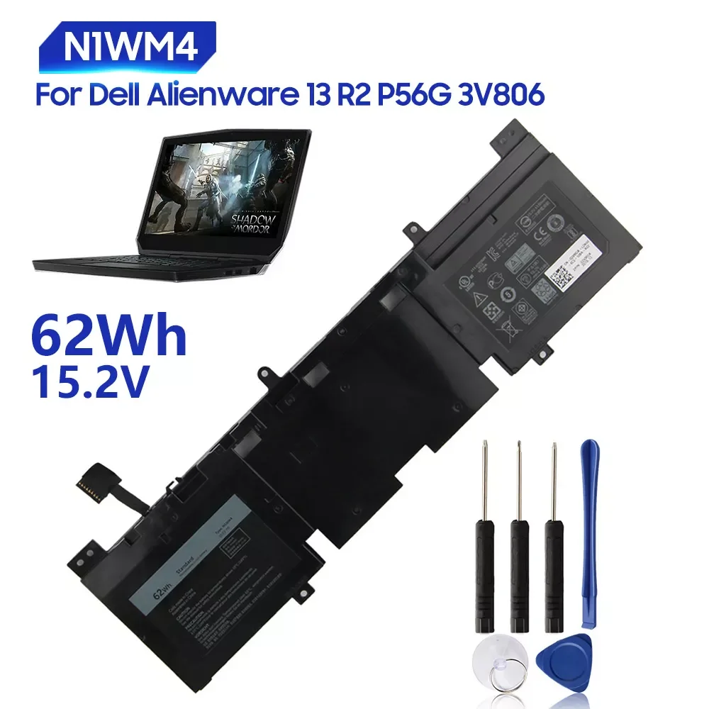 

Replacement Battery For Dell 13 R2 P56G 3V806 N1WM4 62N2T 2P9KD Genuine Battery 62Wh