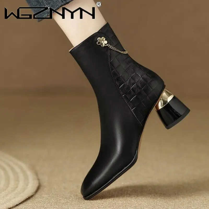 

Winter 2023 New Chelsea Boots Ankle High Heels Shoes Women Chunky Ladies Shoes Sexy Pumps Platform Goth Motorcycle Snow Botas