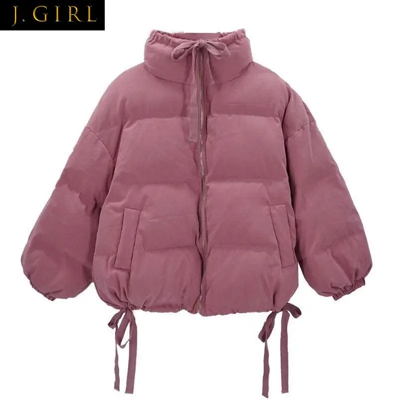 

Парка женская однотонная на молнии с воротником-стойкой, на шнуровке