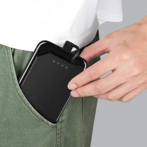 Внешний мини-аккумулятор TNTOR, портативный ультратонкий внешний мини-аккумулятор 6 мм, 5000 мАч, быстрая зарядка, Встроенный кабель, подходит для iPhone, Xiaomi