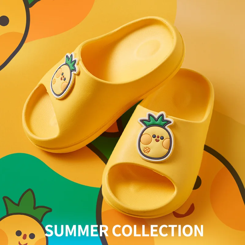 

Детские Тапочки женские летние милые сандалии из ЭВА с изображением фруктов домашние Нескользящие сандалии для детей и родителей