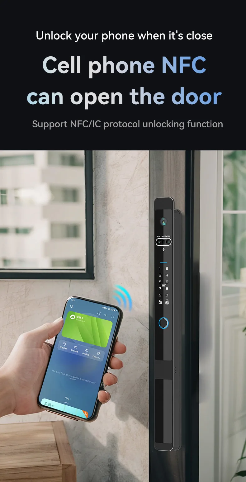 Фото Smartier Tuya цифровой автоматический электронный биометрический замок Ttlock Wi-Fi интеллектуальный замок с узкими краями дверной замок с отпечатками пальцев №2