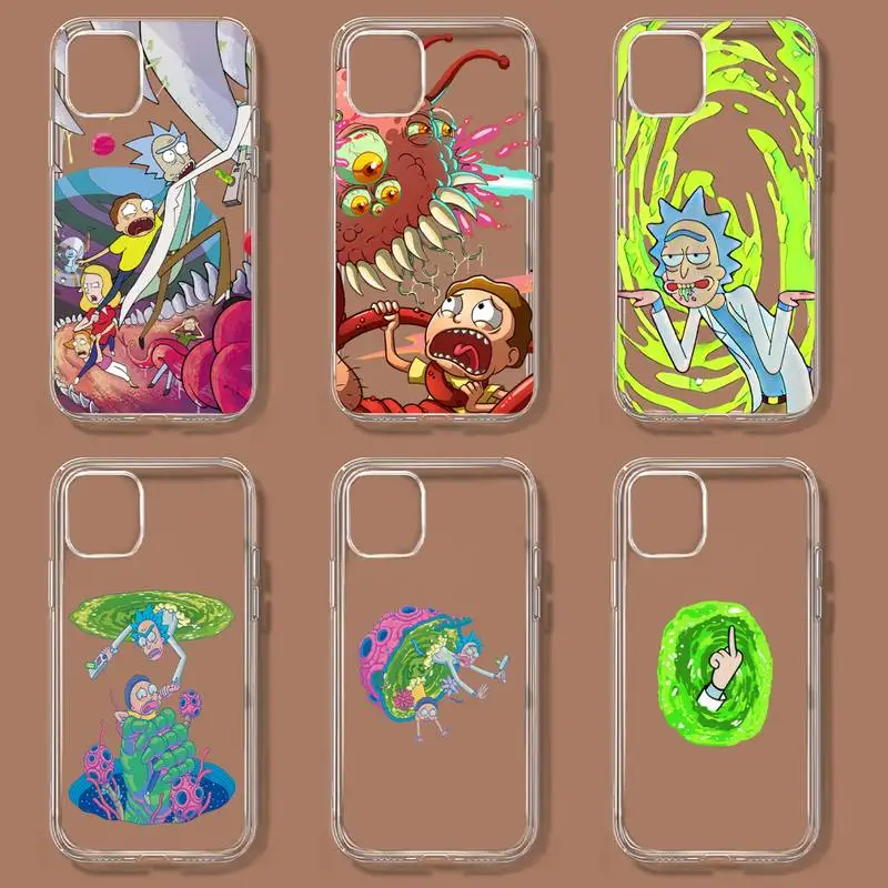 Cute Ricks-Cartoon Boys Phone Case For iPhone 11 12 Mini 13 14 Pro XS Max X 8 7 6s Plus 5 SE XR Transparent Shell