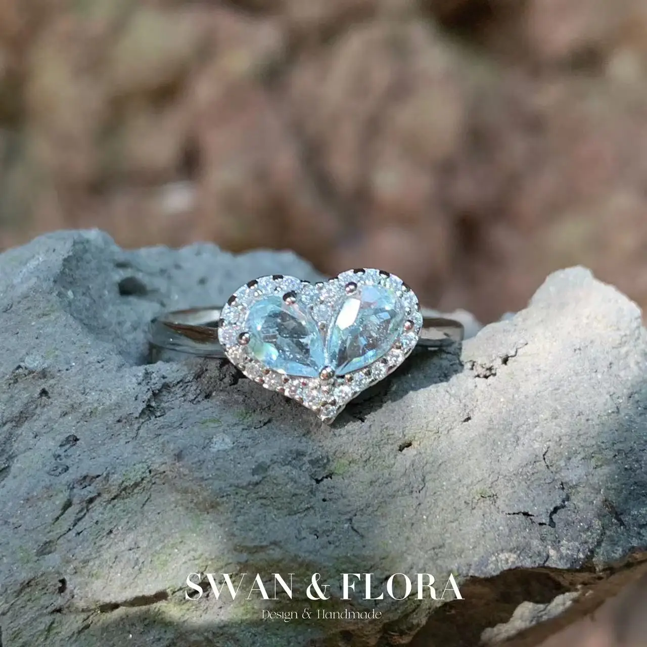 

MM Natural Blue Topaz Ring Adjustable Female Ring Jewelry for Women Gift Wholesale High Quality Vintage Fine