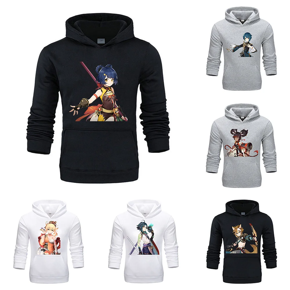 

Genshin Impact Game Cosplay Balck Oversized Men Hoodies Series Sweatshirts Streetwear Hip Hop Trendy Individuality Pullover