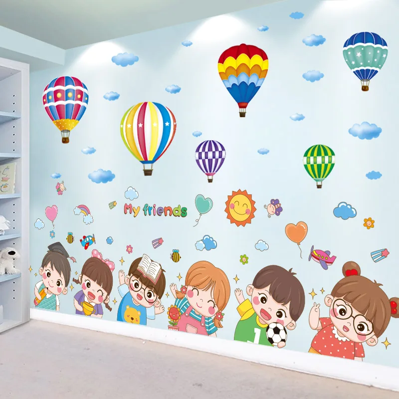 

Cartoon Children Wall Sticker DIY Hot Air Balloons Mural Decals for Kids Rooms Baby Bedroom Kindergarten Nursery Home Decoration