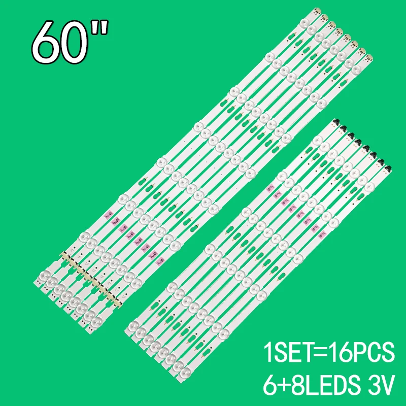 

16 шт., 60-дюймовая светодиодная подсветка 60dcb, подходит для Samsung UE60KU6000K V5DU-600DCA-R1 GJ060HGSV7H 60JU6000 UN60JU71