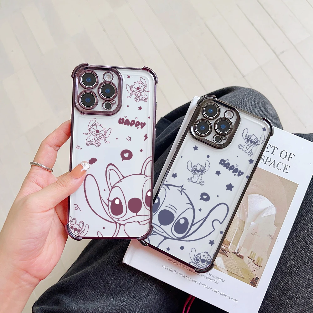 Cartoon Cute S-StitchS Angel Phone Case For Oppo Reno12 Reno11 Reno10 Reno 8 7 6 5 Pro Plus 4G 5G Shockproof Clear Armor Cover