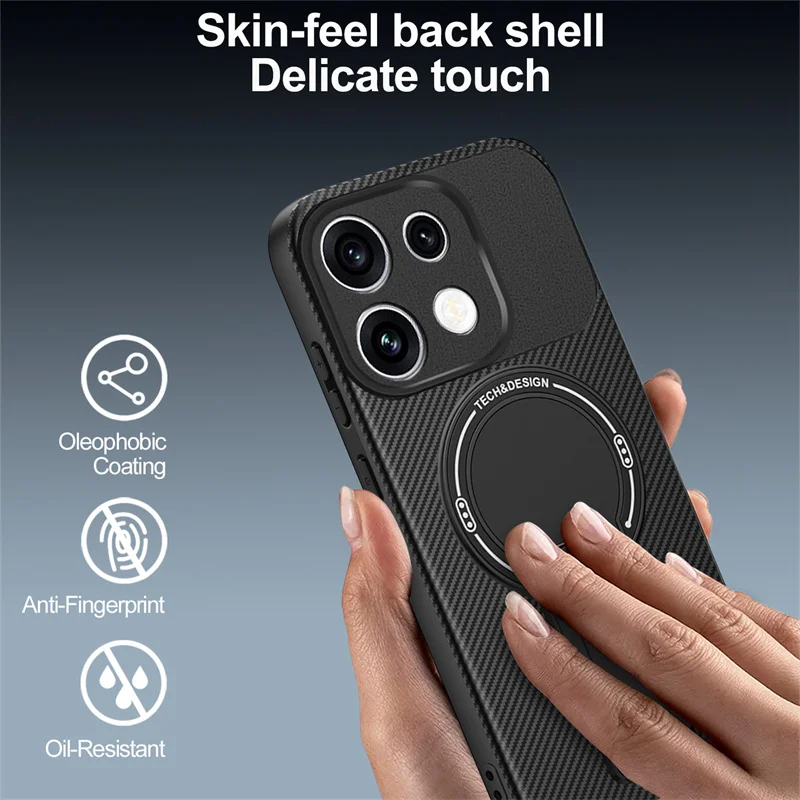 Фото Чехол с узором под карбон для OPPO Reno 16 Pro 16F 16FS Reno16 F FS 5G, магнитный, с подставкой для беспроводной зарядки, защитный чехол-футляр №3