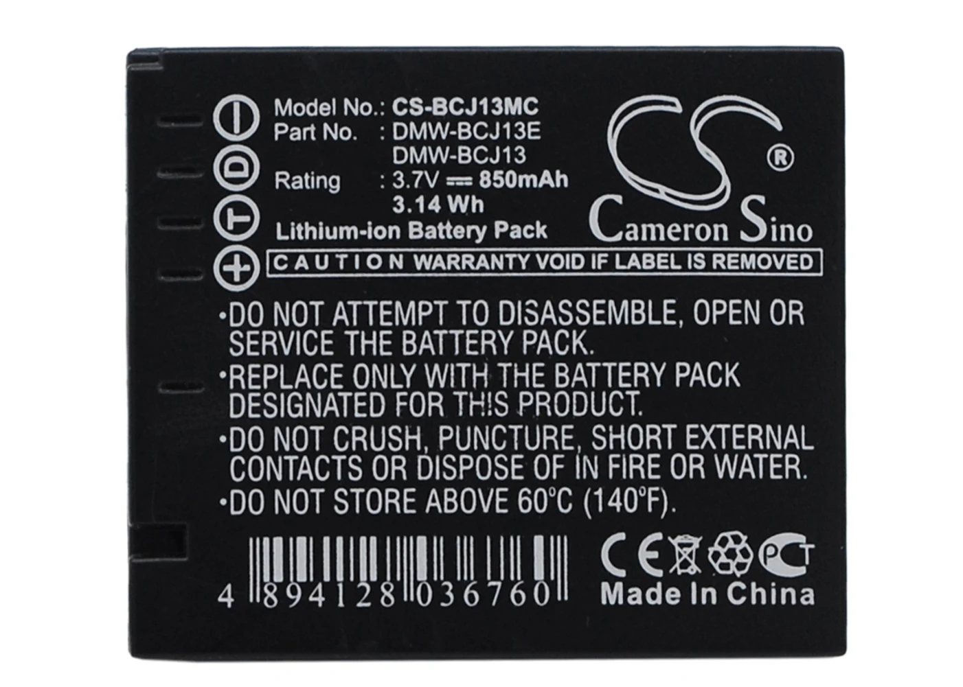 

Cameron Sino 850mA Battery for Panasonic Lumix DMC-LX5,Lumix DMC-LX5GK,Lumix DMC-LX5K DMW-BCJ13,DMW-BCJ13E,DMW-BCJ13PP