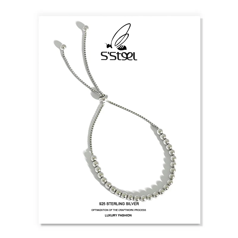 

Женский Регулируемый браслет из серебра 925 пробы, с бусинами