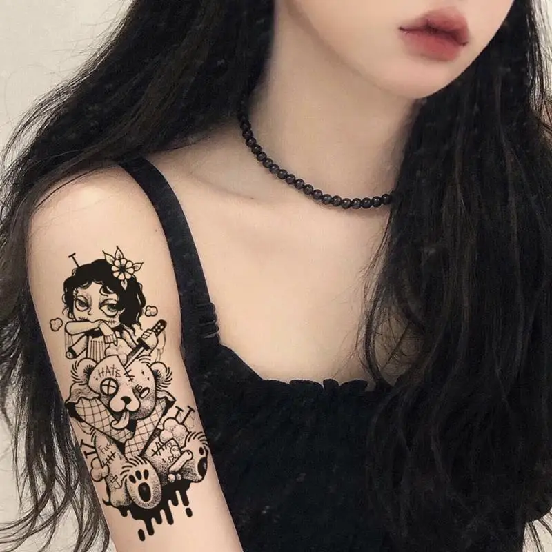 

11*16cm Dark Girl Bear Doll Girl Puppet Girl Cartoon Tattoo Stickers