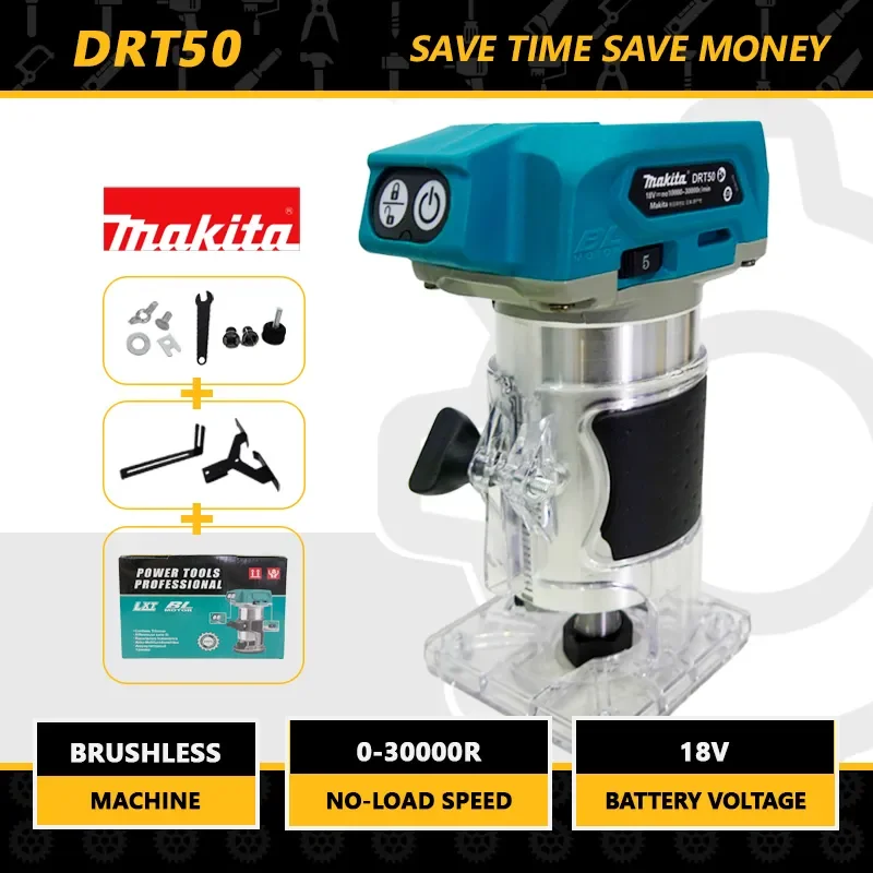 

Makita DRT50 Electric Trimmer Woodworking DR750 Electric Trimmer Hand Carving Wood Router Engraving 30000rpm Slotting Trimming