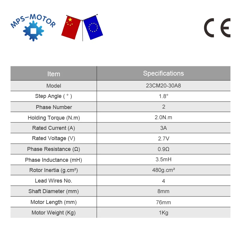 Шаговый электродвигатель Nema 23 2 0 Н/м 3 А