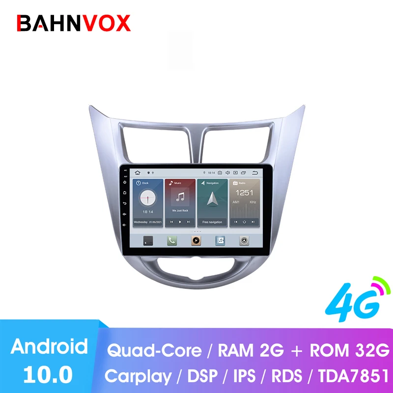 

9" android 10.0 RAM2G car gps dvd player for hyundai Solaris accent Verna 2011-2016 car radio multimedia navigation stereo dsp