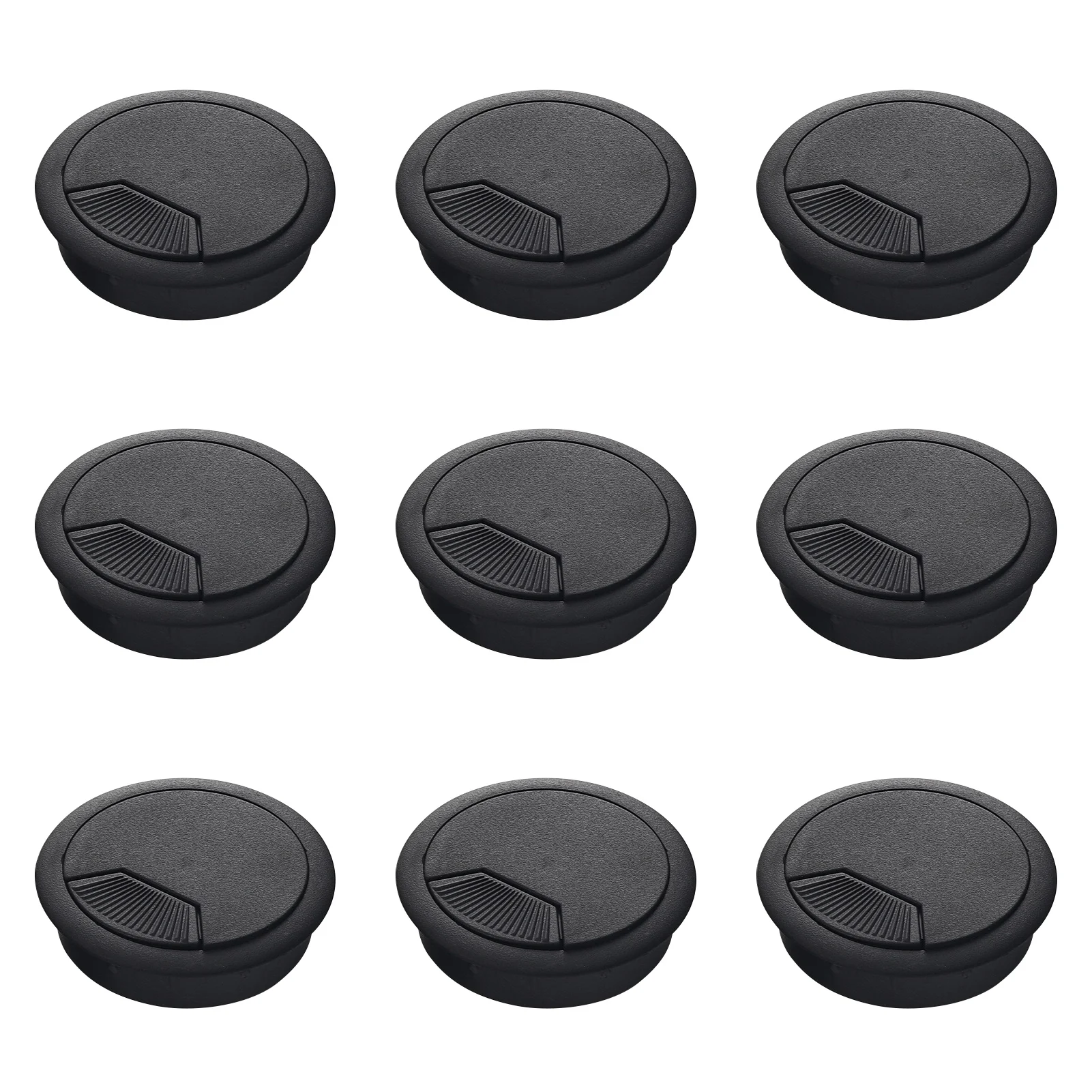 

9pcs 6cm Hole Cover Home Office No Scratch Professional Practical Black Tidy Round PC Computer Desk Grommet Cable Wire ABS
