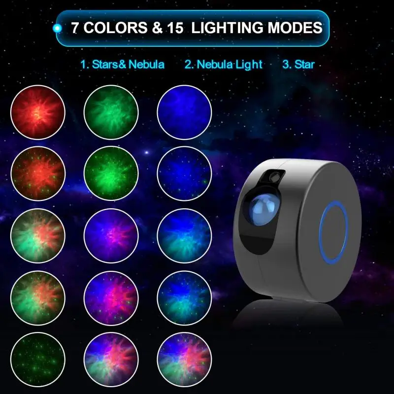 

Laser Galaxy Starry Sky Projector Rotating Water Waving Night Light Led Colorful Nebula Cloud Lamp Atmospher Bedroom Beside Lamp