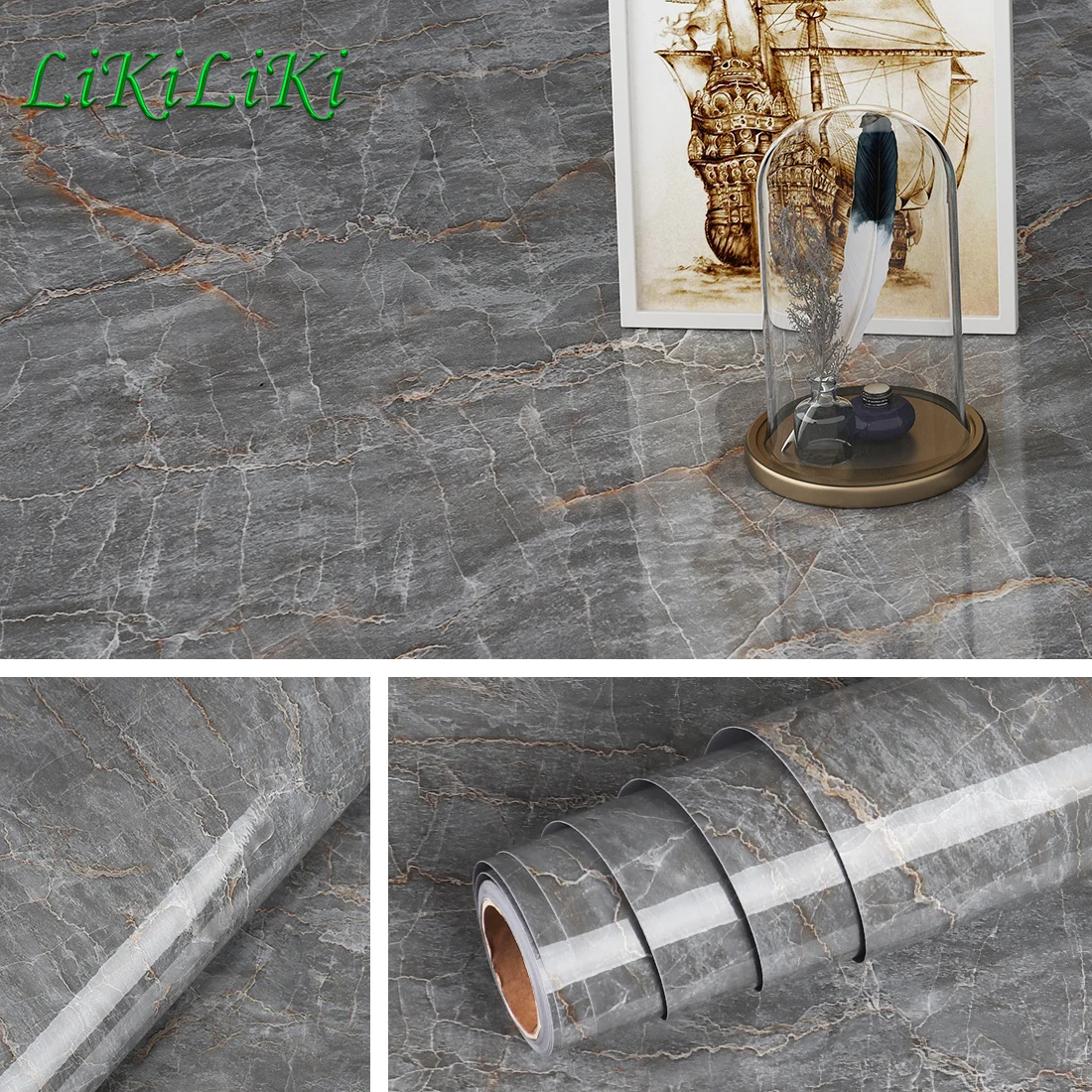 

Vinyl Marble Wallpaper Waterproof Self-adhesive Wardrobe Kitchen and Furniture Wall Contact Paper Living Room Decoration PVC