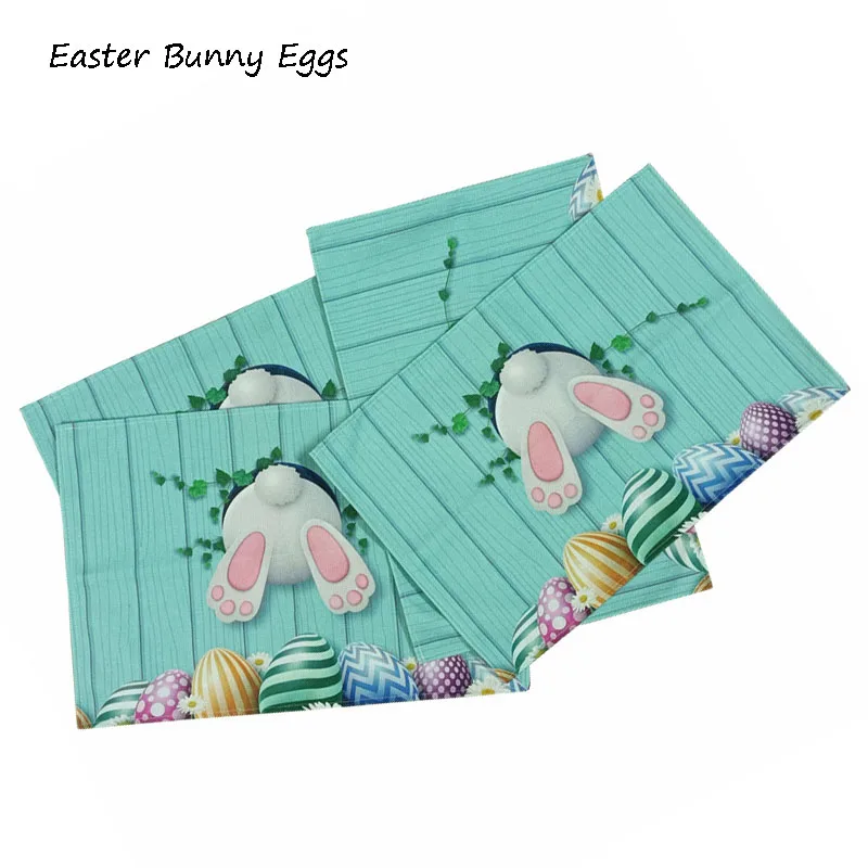 

NEW Easter eggs bunny printed place table mat cloth Natural Jute Burlap tea coaster pad cup doily Placemats kitchen Accessories