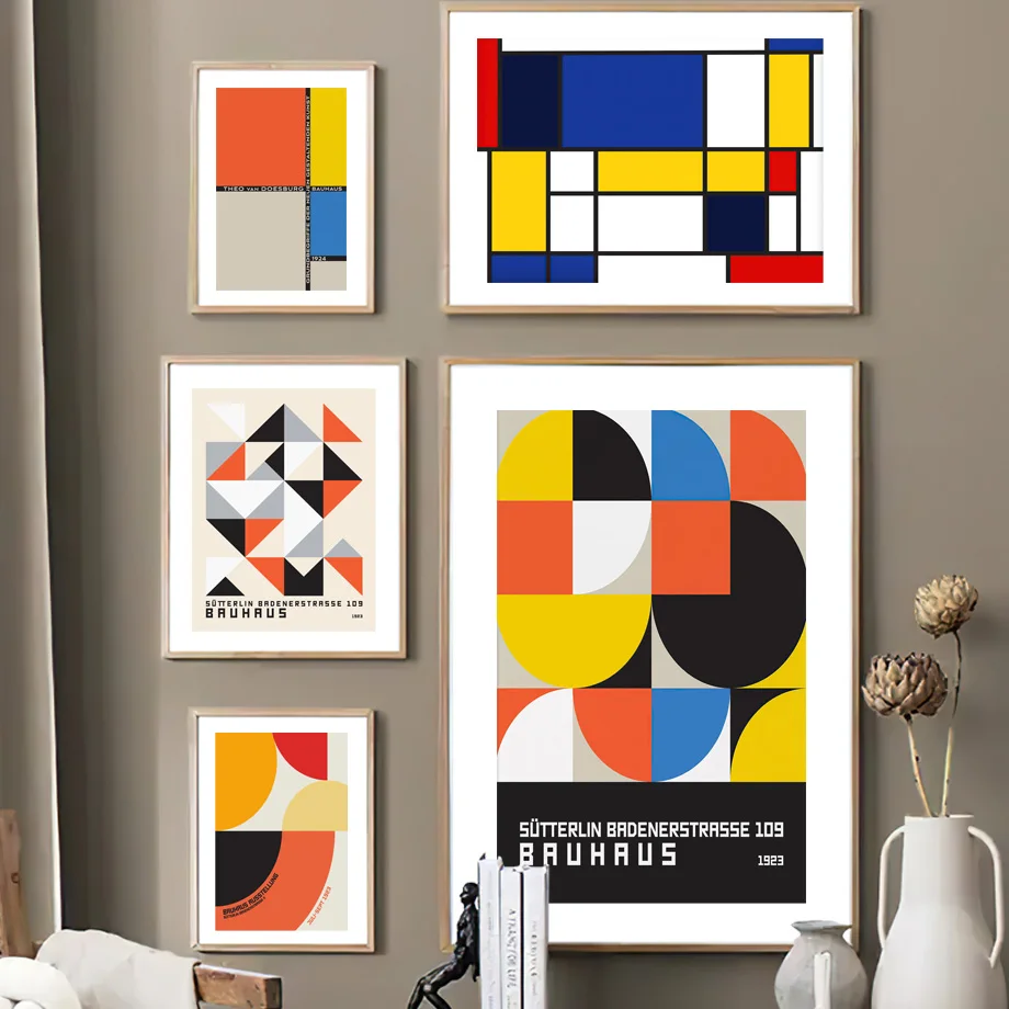 Abstract Office Mondrian Wall Art Canvas Painting Nordic Posters And Prints Wall Pictures Living Room Decor