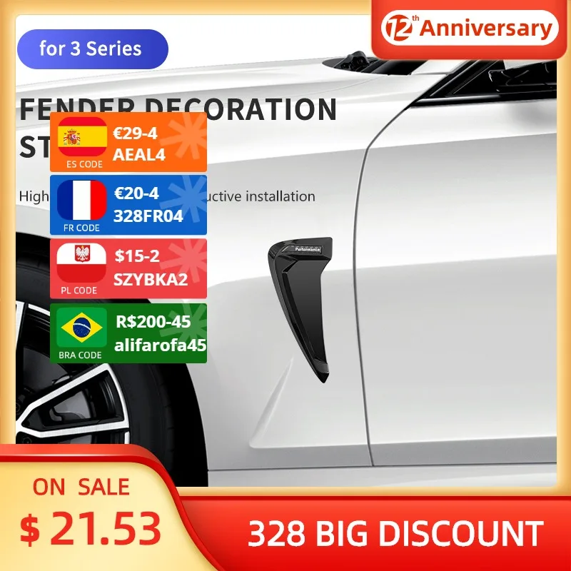 

SHENGJUE Shark Gills 3D Stickers Side Fender Vent Decoration Car-Styling For BMW 3 Series F30 F31 F35 G20 G28 Auto Accessories