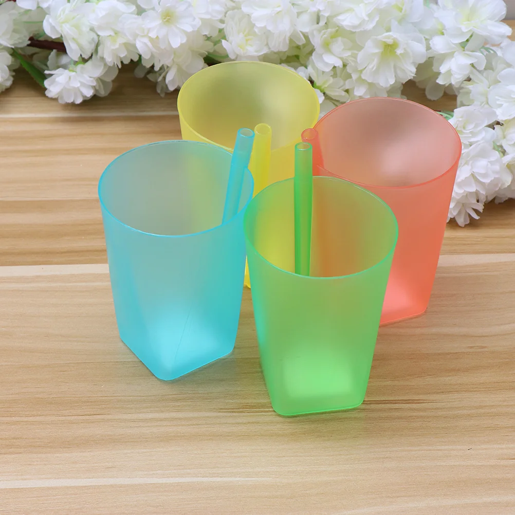 

6 Pcs Candy Color Kids Sip Cups Tumbler Lid Straw Feeding Sippy Anti-spill Baby