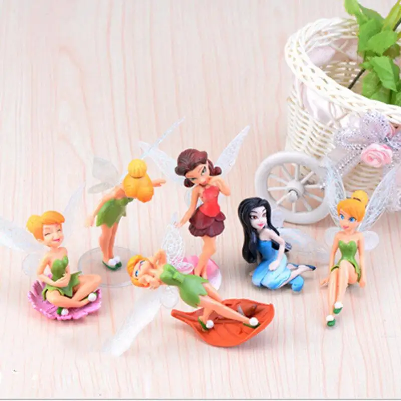 6Pcs Flower Fairy Pixie Fly Wing Miniatures Girl Figurines Figurines Fairy Garden Accessories Dollhouse Ornament Garden Decor images - 6