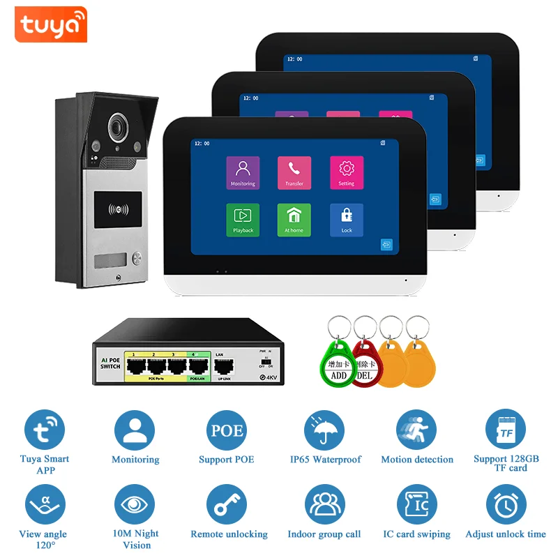 

SmartYIBA POE Switch Video Intercom Tuya WIFI IP Video Door Phone APP Remote ic card Unlock Local LAN Monitoring